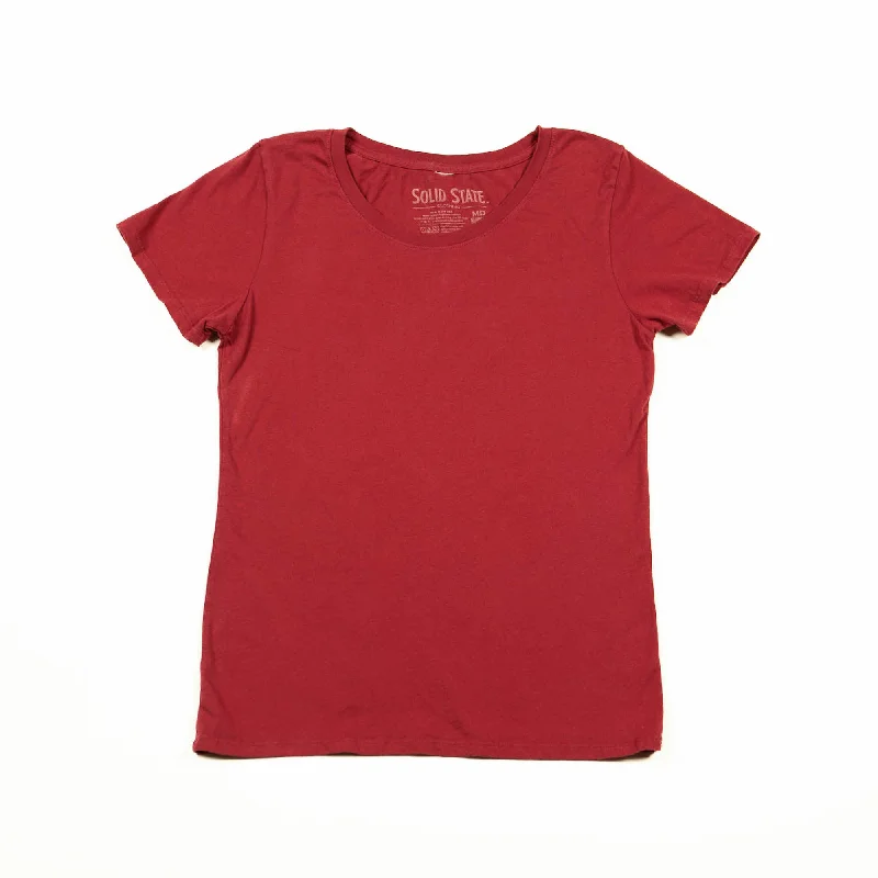 Women's Homesteader T-Shirt - Red Real Fur Shearling Chenille