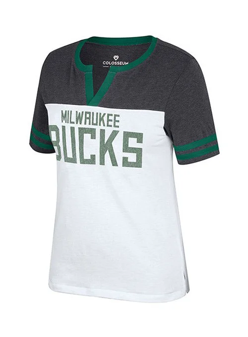 Women's Split Neck Frost Yourself Milwaukee Bucks T-Shirt Hooded Caped Shawl Collar