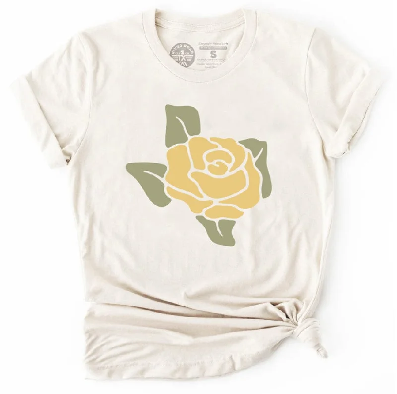 Yellow Rose of Texas Tee - Natural Ribbed Striped Patterned
