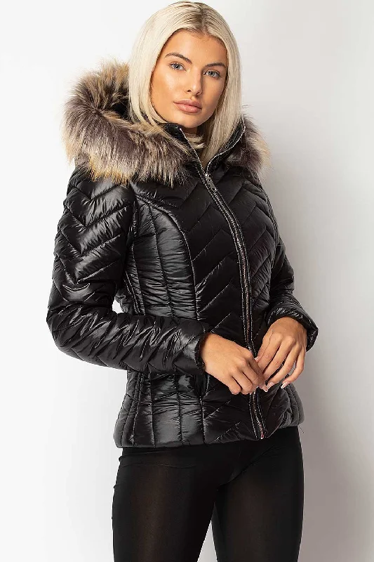 Black Shiny Puffer Quilted Jacket Notch Collar Jacket Peter Pan Collar Jacket Cowl Neck Jacket Black Shiny Puffer Quilted Jacket Notch Collar Jacket Peter Pan Collar Jacket Cowl Neck Jacket