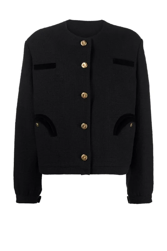 Blazé Milano Missy Gliss Bolero Jacket - Black Knit Fabric Woven Fabric Fleece Fabric Blazé Milano Missy Gliss Bolero Jacket - Black Knit Fabric Woven Fabric Fleece Fabric