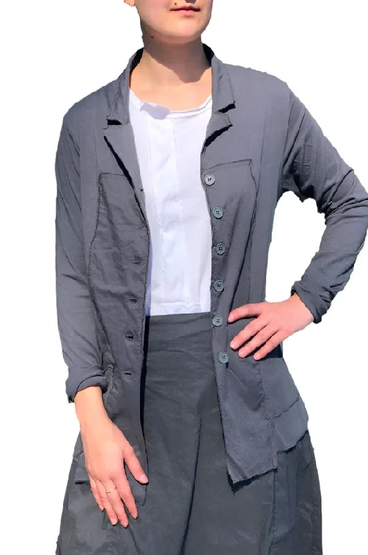 Button Up Jacket - Grey Wool Jacket Cashmere Jacket Tweed Jacket