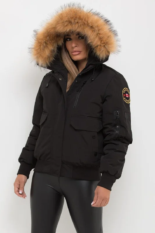 Canada Bomber Jacket With Fur Hood Black Lace Jacket Ribbed Jacket Sequined Jacket