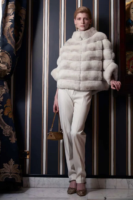 Chincilla fur jacket coat Satin Jacket Silk Jacket Chiffon Jacket