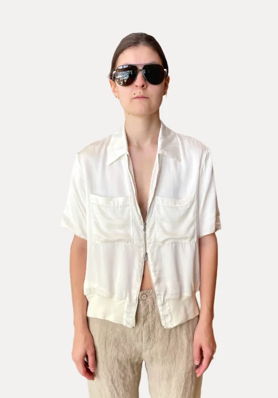 Comfort Fit Stretch Silk Satin Jacket - Ivory Toggled Jacket Drawstring Jacket Belted Jacket Comfort Fit Stretch Silk Satin Jacket - Ivory Toggled Jacket Drawstring Jacket Belted Jacket