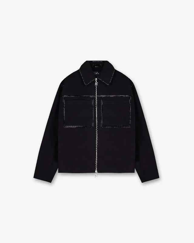 Contrast Stitch Smart Jacket - Jet Black Corduroy Jacket Velvet Jacket Brocade Jacket