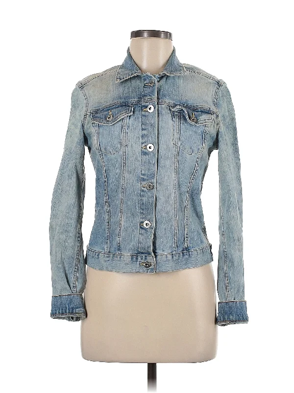 Denim Jacket Notch Collar Peter Pan Collar Cowl Neck