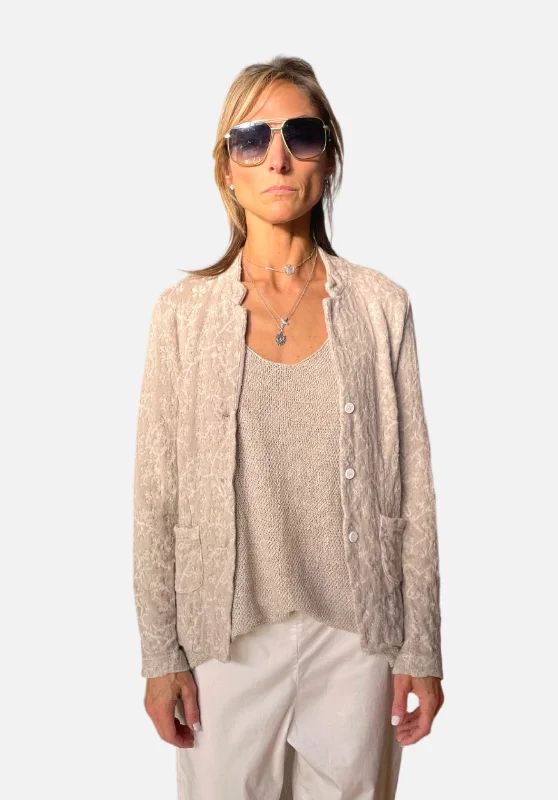 Floral Cotton Linen Jacquard Knitted Jacket - Sand Chenille Fabric Brocade Fabric Lace Fabric Floral Cotton Linen Jacquard Knitted Jacket - Sand Chenille Fabric Brocade Fabric Lace Fabric
