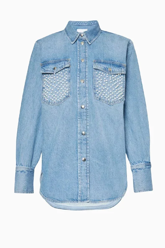 Frame Denim Atelier Oversized Denim Jacket - Daylight Pearl Toggled Jacket Drawstring Jacket Belted Jacket Frame Denim Atelier Oversized Denim Jacket - Daylight Pearl Toggled Jacket Drawstring Jacket Belted Jacket