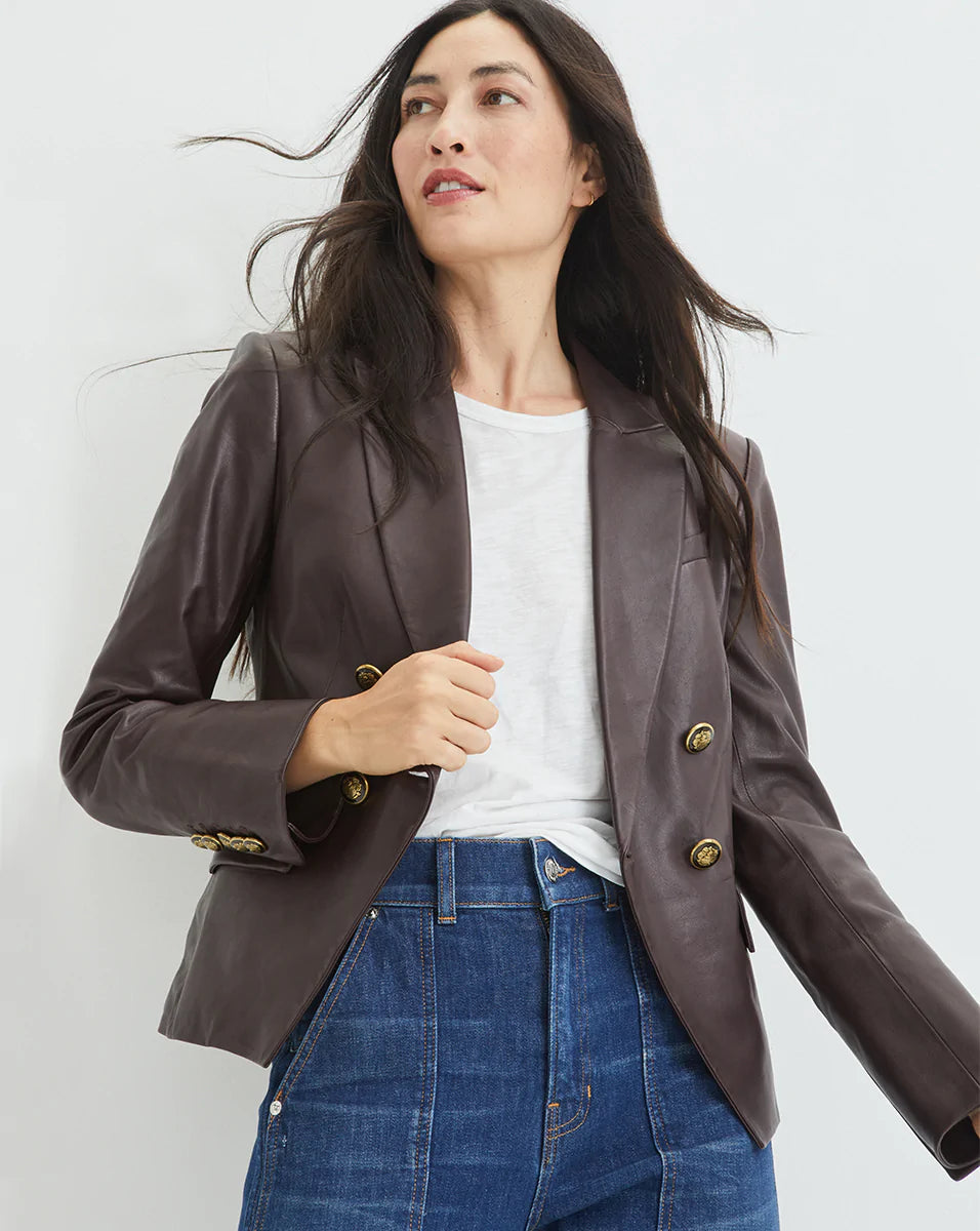 Gail Dickey Leather Jacket - Oxblood Fleece Fabric Down Fabric Feather Fabric