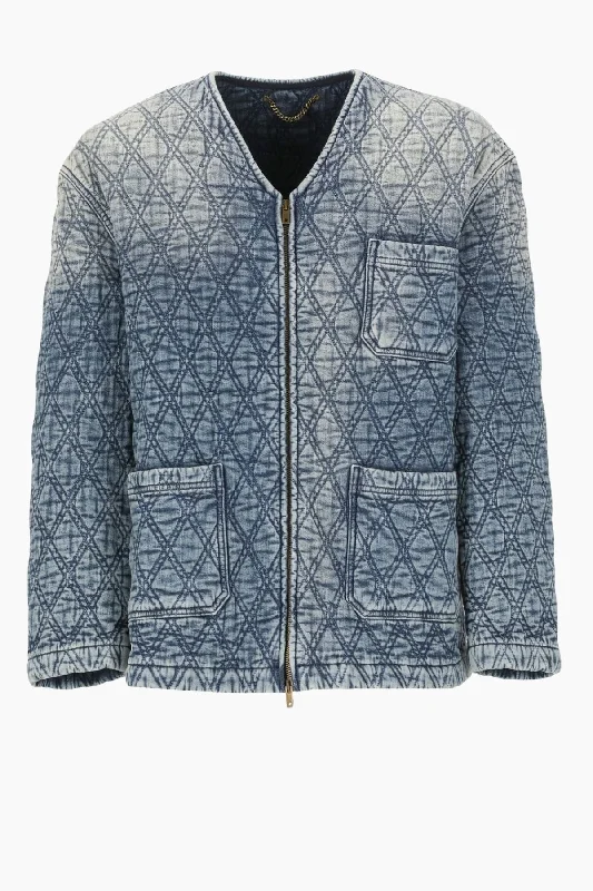 Golden Goose Denim Quilted Jacket - Dark Blue Embroidered Jacket Appliqued Jacket Beaded Jacket Golden Goose Denim Quilted Jacket - Dark Blue Embroidered Jacket Appliqued Jacket Beaded Jacket
