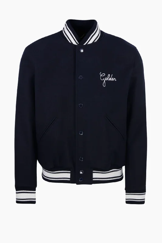Golden Goose Bomber Jacket - Dark Blue Lace Jacket Ribbed Jacket Sequined Jacket
