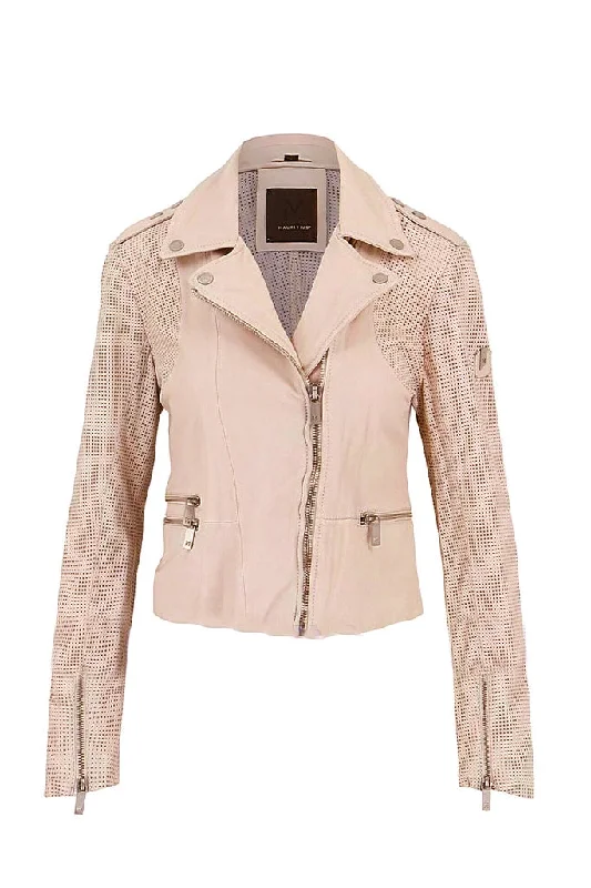 Hera Leather Jacket - Pale Pink Chenille Jacket Brocade Jacket Lace Jacket
