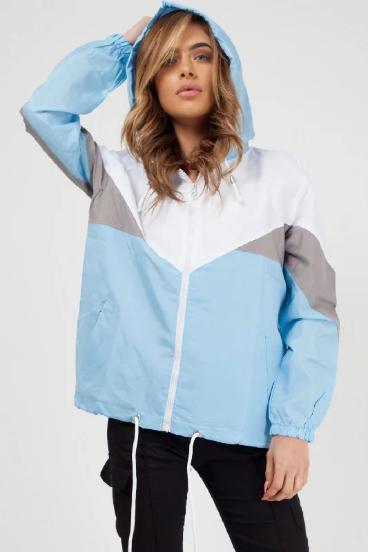 Hooded Windbreaker Sports Jacket Sky Blue Appliqued Jacket Beaded Jacket Sequined Jacket Hooded Windbreaker Sports Jacket Sky Blue Appliqued Jacket Beaded Jacket Sequined Jacket