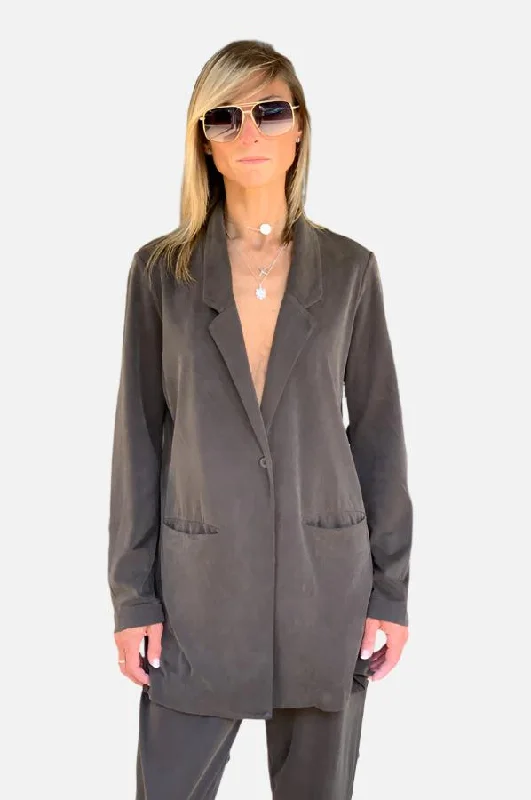 Jacket - Brown Oversized Jacket Tailored Jacket Straight Jacket