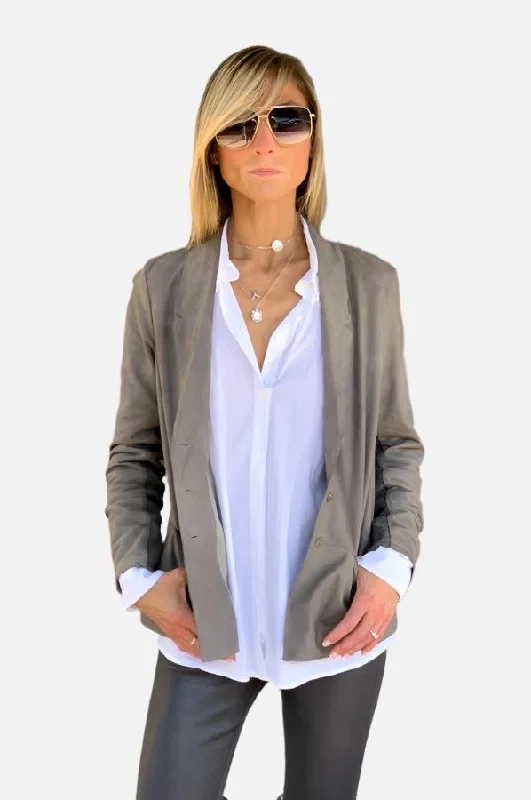 Jacket - Taupe Notch Collar Peter Pan Collar Cowl Neck
