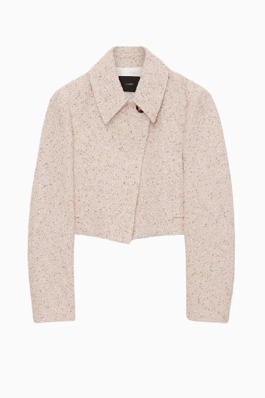 Joseph Josset Tweed Jacket - Ivory/ Clay Zippered Front Buttoned Front Snap Front