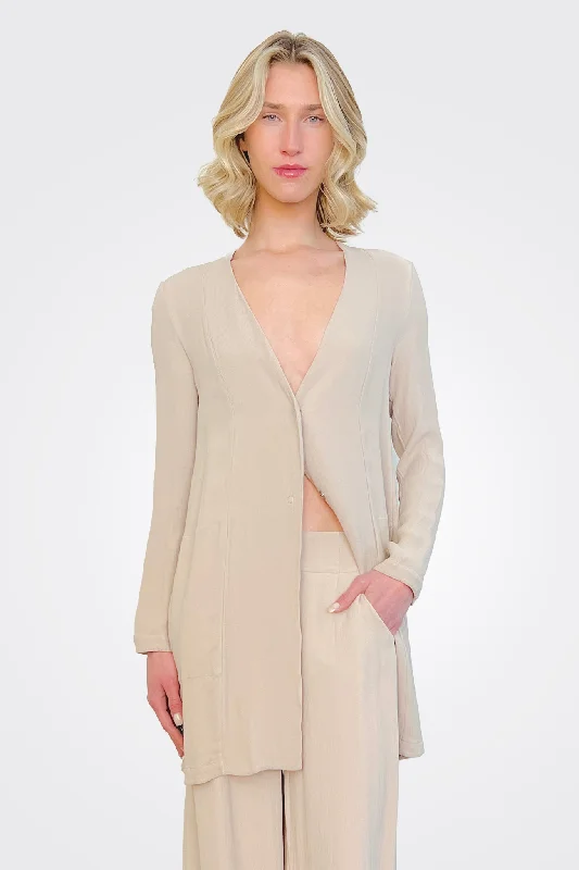Long Jacket - Tan Wool Jacket Cashmere Jacket Tweed Jacket