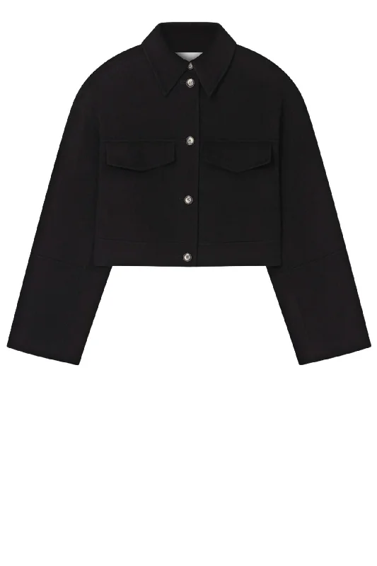 Nanushka Kalare Cropped Wool Jacket - Black Fleece Jacket Down Jacket Parka