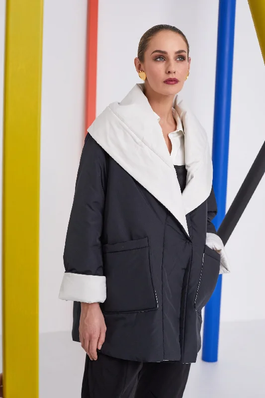 NAYA NAW23231 Puffa Jacket with contrast collar Welt Pockets Slit Pockets Flap Pockets NAYA NAW23231 Puffa Jacket with contrast collar Welt Pockets Slit Pockets Flap Pockets
