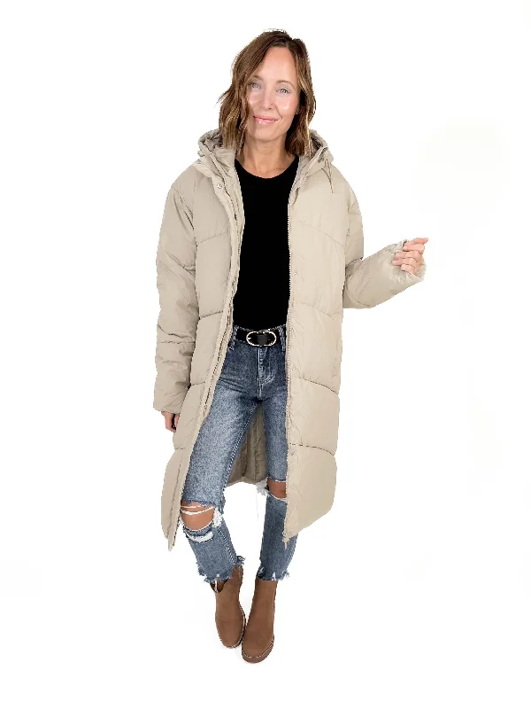 NOISY MAY Tenley Long Jacket- COOL BEIGE Jersey Jacket Tulle Jacket Batik Jacket