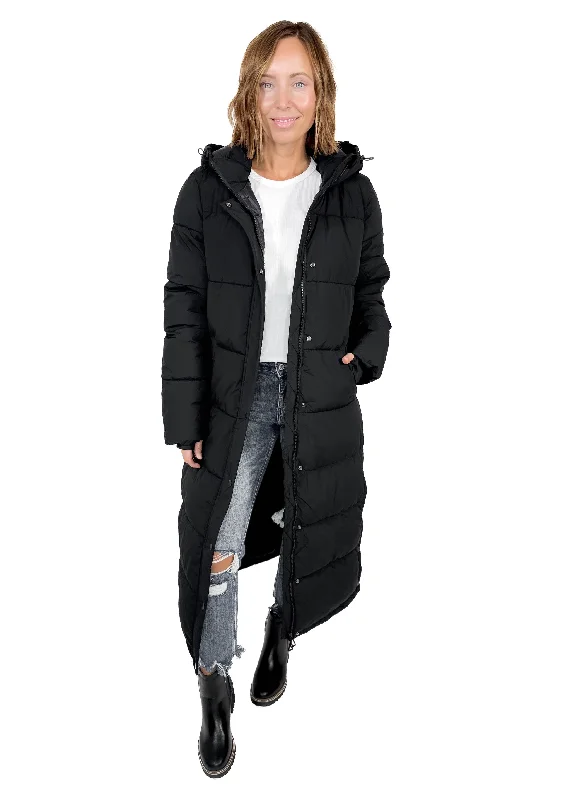ONLY Premium Puff XLong Jacket- BLACK Plaid Jacket Tartan Jacket Houndstooth Jacket