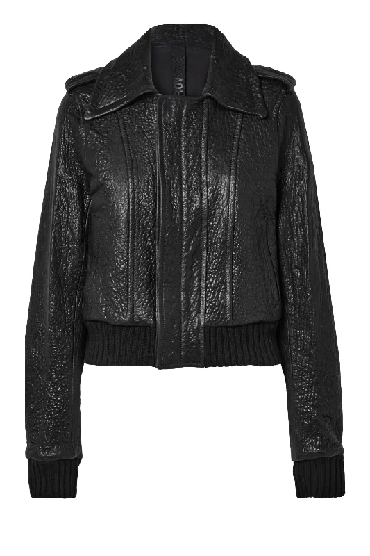Petar Petrov Mero Textured Leather Jacket - Black Welt Pockets Slit Pockets Flap Pockets Petar Petrov Mero Textured Leather Jacket - Black Welt Pockets Slit Pockets Flap Pockets