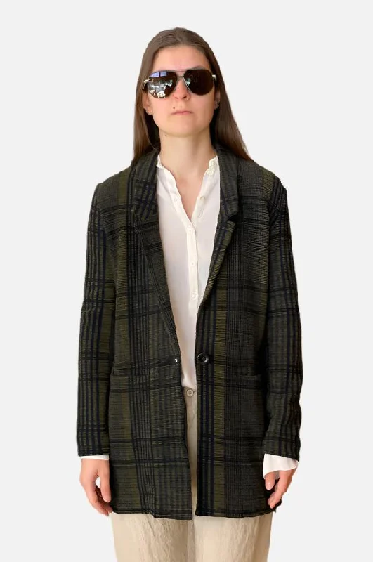Plaid Mid Length Jacket - Green Faux Fur Jacket Real Fur Jacket Shearling Jacket