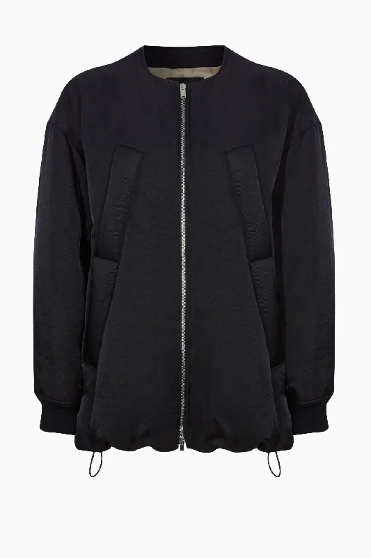 Proenza Schouler Ray Bomber Jacket - Black Embroidered Jacket Appliqued Jacket Beaded Jacket