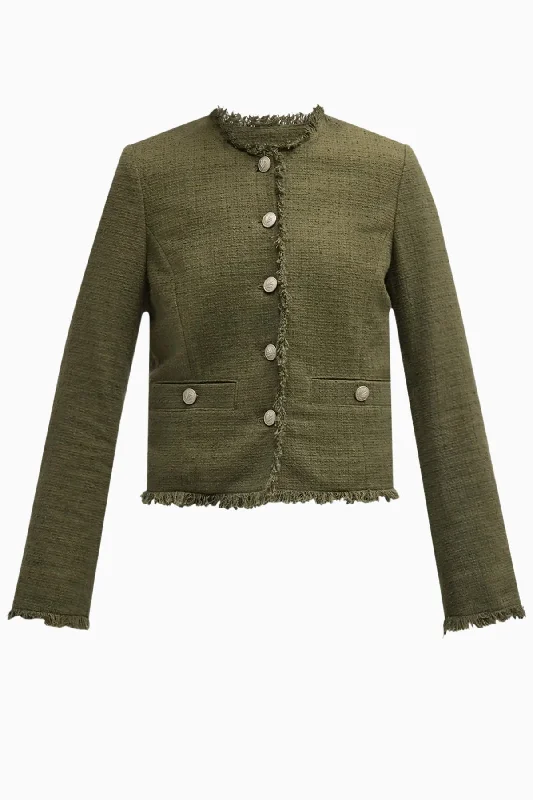 Rag & Bone Carmen Tweed Jacket - Army Knit Jacket Woven Jacket Fleece Jacket