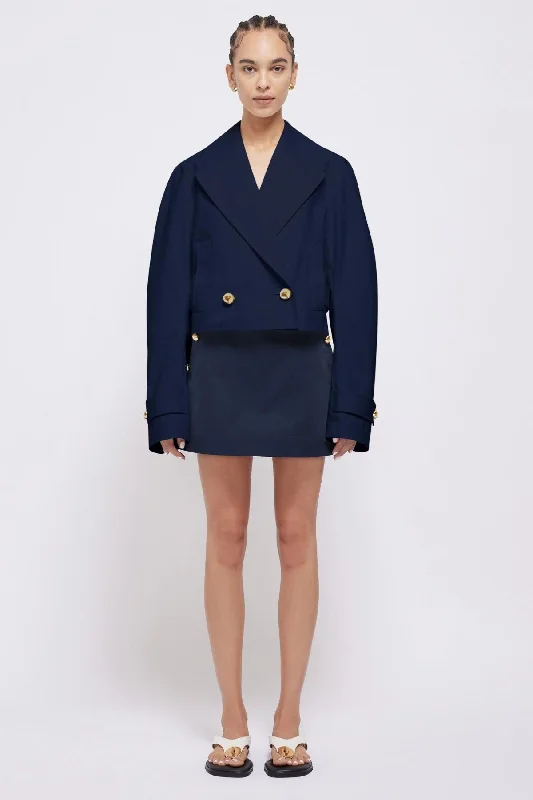 Simkhai Olina Cropped Jacket - Midnight Denim Jacket Leather Jacket Suede Jacket
