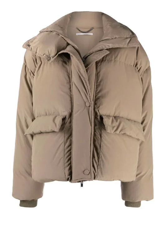 Stella McCartney Technical Puffer Jacket - Taupe Nylon Fabric Polyester Fabric Spandex Fabric Stella McCartney Technical Puffer Jacket - Taupe Nylon Fabric Polyester Fabric Spandex Fabric