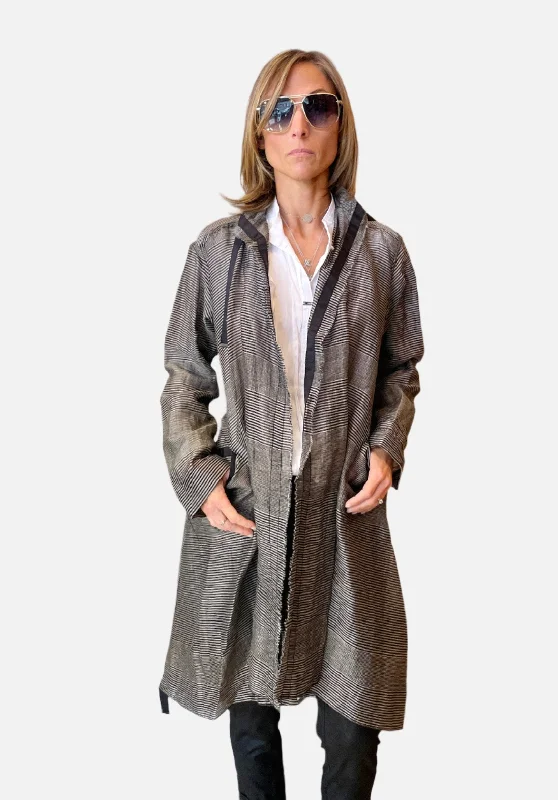 Stripe Midi Jacket - Black Grey Collared Jacket Crew Neck Jacket Turtle Neck Jacket Stripe Midi Jacket - Black Grey Collared Jacket Crew Neck Jacket Turtle Neck Jacket