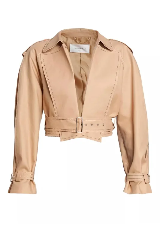 Victoria Beckham Belted Short Trench Jacket - Honey Chenille Fabric Brocade Fabric Lace Fabric Victoria Beckham Belted Short Trench Jacket - Honey Chenille Fabric Brocade Fabric Lace Fabric
