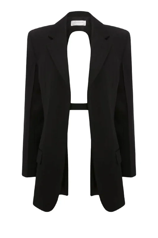 Victoria Beckham Striped Backless Jacket - Black Jersey Jacket Tulle Jacket Batik Jacket Victoria Beckham Striped Backless Jacket - Black Jersey Jacket Tulle Jacket Batik Jacket