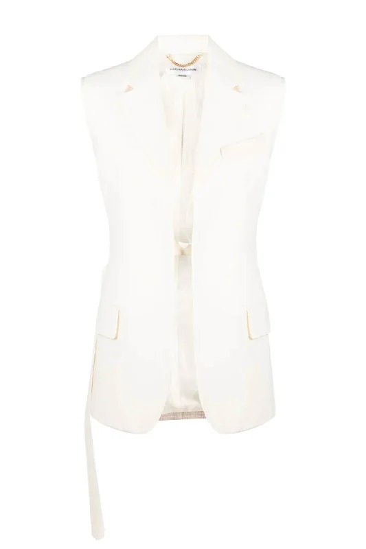 Victoria Beckham Sleeveless Jacket Vest - Off White Mesh Jacket Canvas Jacket Denim Jacket Victoria Beckham Sleeveless Jacket Vest - Off White Mesh Jacket Canvas Jacket Denim Jacket