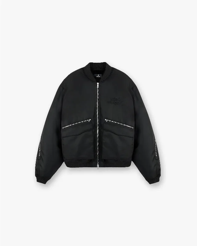 Zip Back Bomber Jacket - Jet Black Mesh Jacket Canvas Jacket Denim Jacket