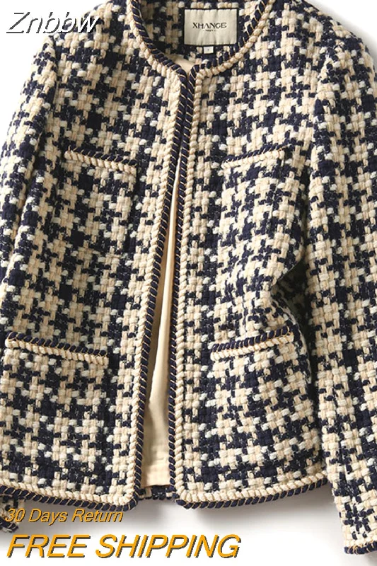 Znbbw 2023 Elegant Weave Plaid Women Blazer With Pocket And Lining Autumn Winter Causal Tweed Coat Office Ladies Suit Jacket Welt Pockets Slit Pockets Flap Pockets Znbbw 2023 Elegant Weave Plaid Women Blazer With Pocket And Lining Autumn Winter Causal Tweed Coat Office Ladies Suit Jacket Welt Pockets Slit Pockets Flap Pockets
