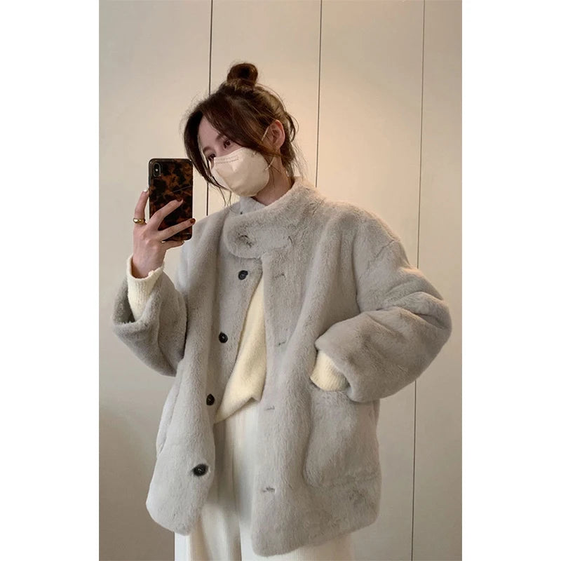 Znbbw Fur Coat Women Streetwear Fluffy Jackets Korean Thick Single Breasted Furry Outwear Winter Warm Loose Faux Mink Overcoat Knit Jacket Woven Jacket Fleece Jacket Znbbw Fur Coat Women Streetwear Fluffy Jackets Korean Thick Single Breasted Furry Outwear Winter Warm Loose Faux Mink Overcoat Knit Jacket Woven Jacket Fleece Jacket