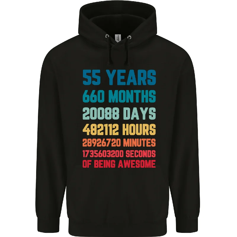 55th Birthday 55 Year Old Mens 80% Cotton Hoodie Hoodie with Back Slit Movement Comfort 55th Birthday 55 Year Old Mens 80% Cotton Hoodie Hoodie with Back Slit Movement Comfort