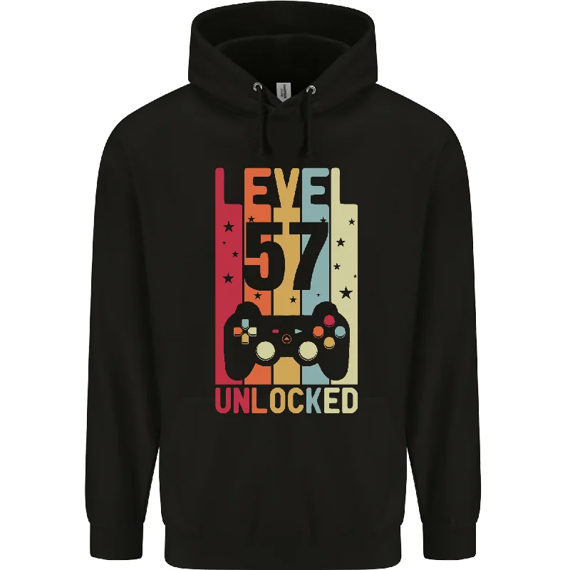 57th Birthday 57 Year Old Level Up Gaming Mens 80% Cotton Hoodie Hoodie with Drop Shoulder Relaxed Streetwear 57th Birthday 57 Year Old Level Up Gaming Mens 80% Cotton Hoodie Hoodie with Drop Shoulder Relaxed Streetwear