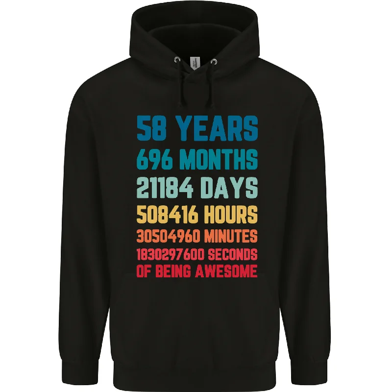 58th Birthday 58 Year Old Mens 80% Cotton Hoodie Hoodie with Emblem Brand Identity