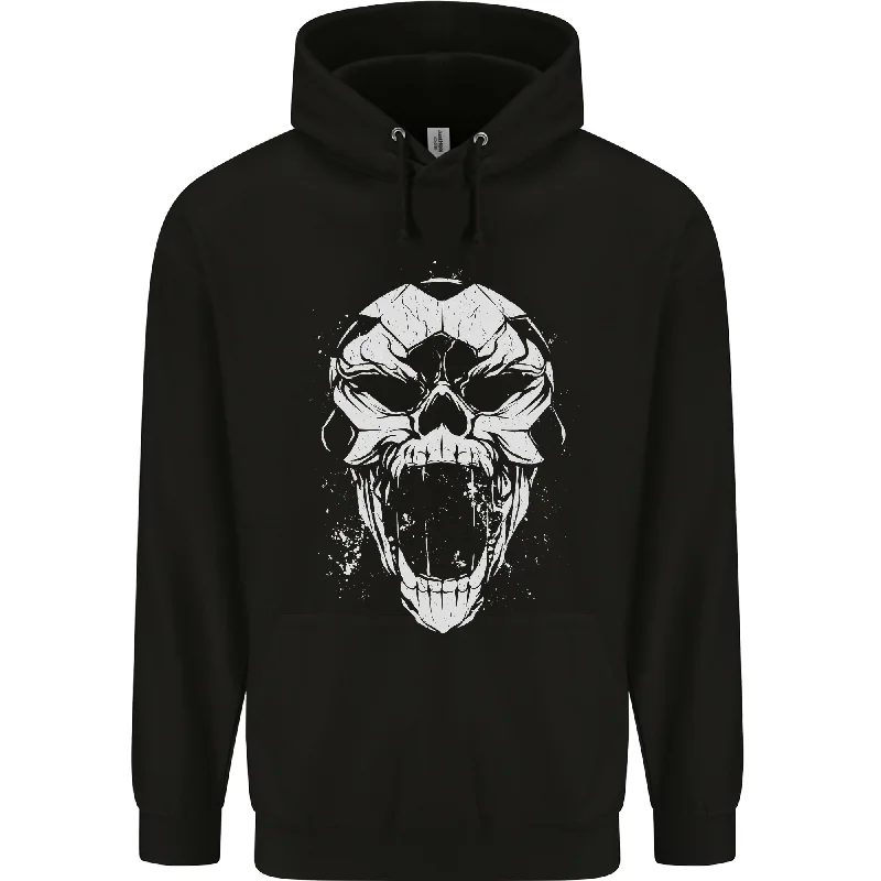 A Football Skull Footy Soccer Mens 80% Cotton Hoodie Hoodie with Slit Hem Functional Movement