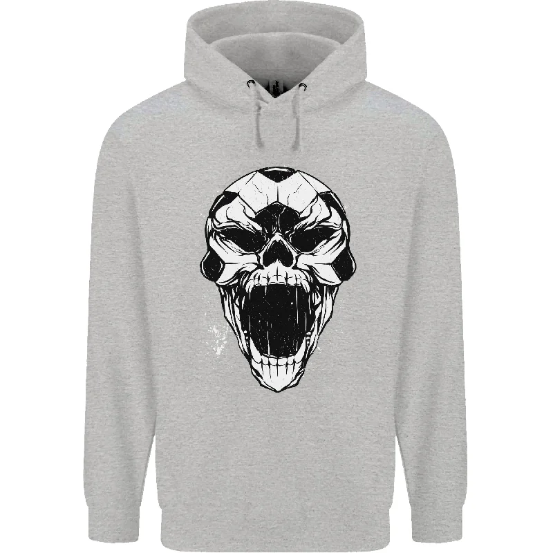 A Football Skull Soccer Footy Mens 80% Cotton Hoodie Hoodie with Hem Applique Textured Unique