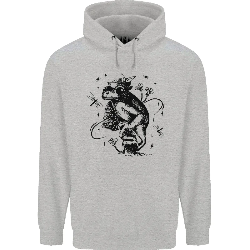 A Frog on a Mushroom Mens 80% Cotton Hoodie Hoodie with Back Slit Movement Comfort