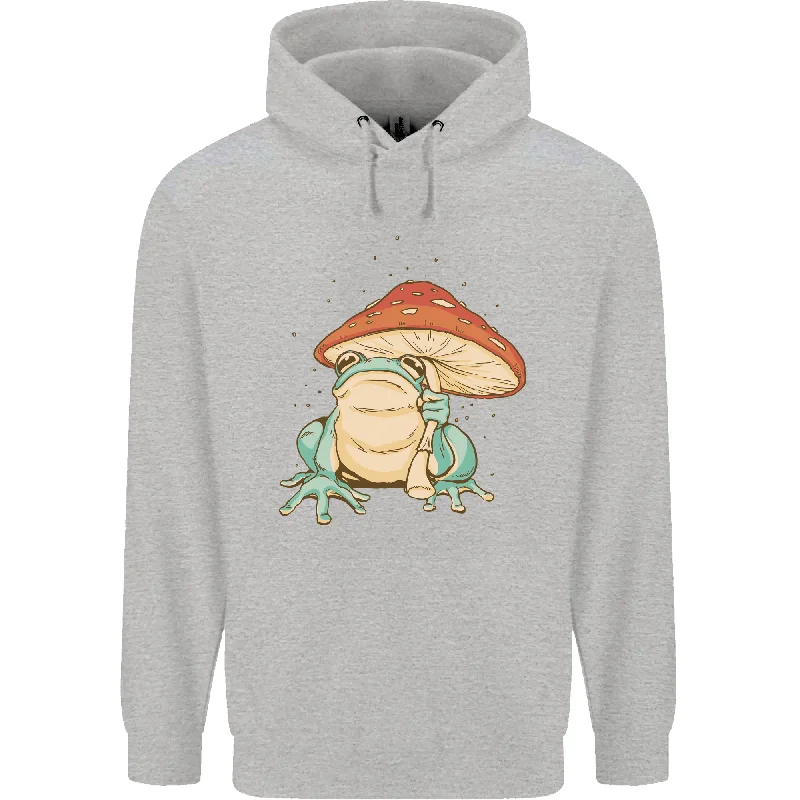 A Frog Under a Toadstool Umbrella Toad Mens 80% Cotton Hoodie Hoodie with Drawcord Adjustable Secure