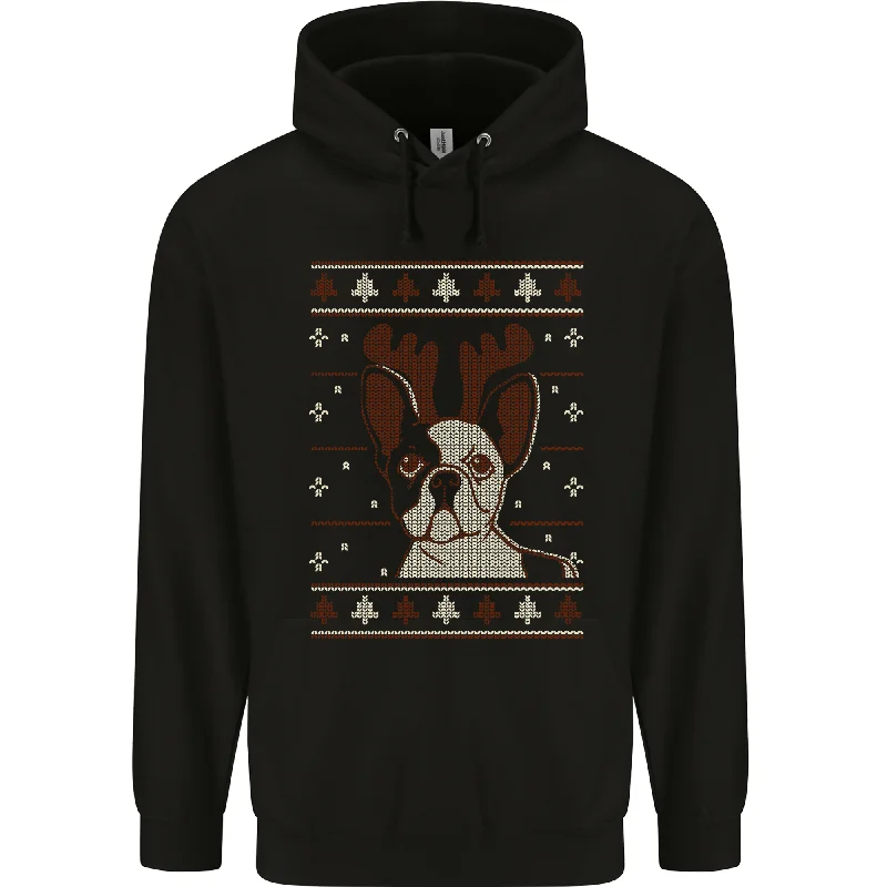 A Funny Christmas Pug Mens 80% Cotton Hoodie Hoodie with Mock Neck Collared Structured