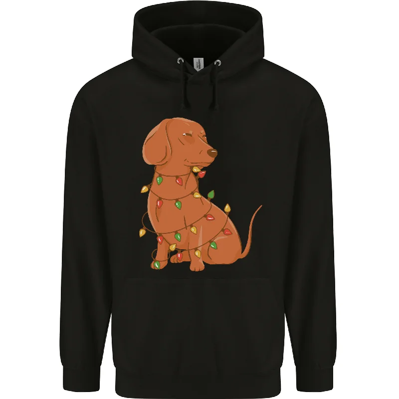 A Funny Christmas Tree Dachshund Mens 80% Cotton Hoodie Hoodie with Tied Waist Feminine Flattering