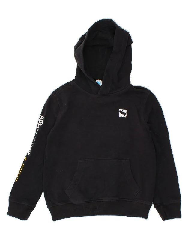 ABERCROMBIE & FITCH Boys Graphic Hoodie Jumper 7-8 Years Black Cotton Hoodie with Print Artistic Unique