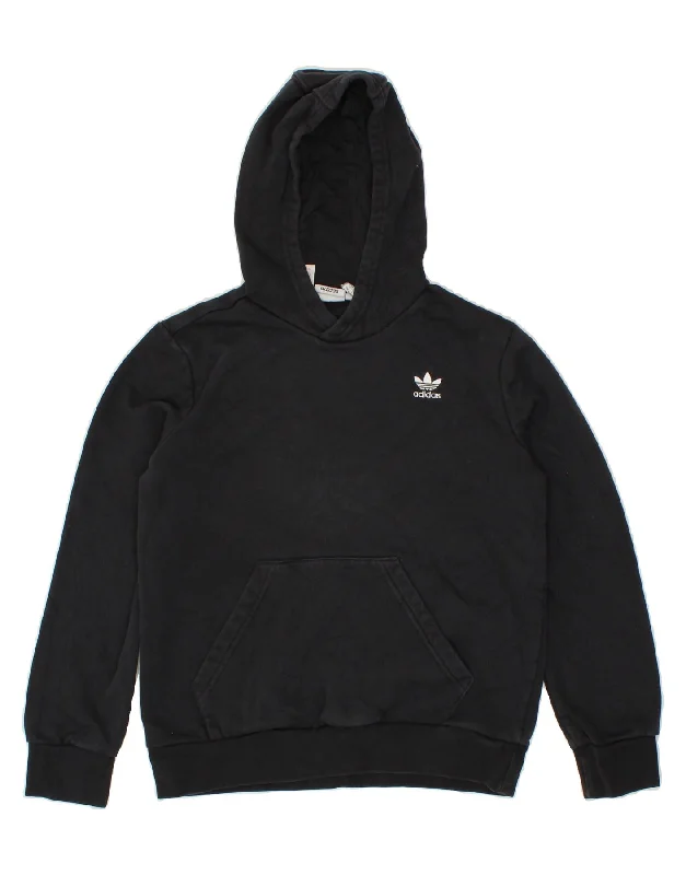ADIDAS Boys Hoodie Jumper 12-13 Years Black Cotton Hoodie Jacket Zipper Layering